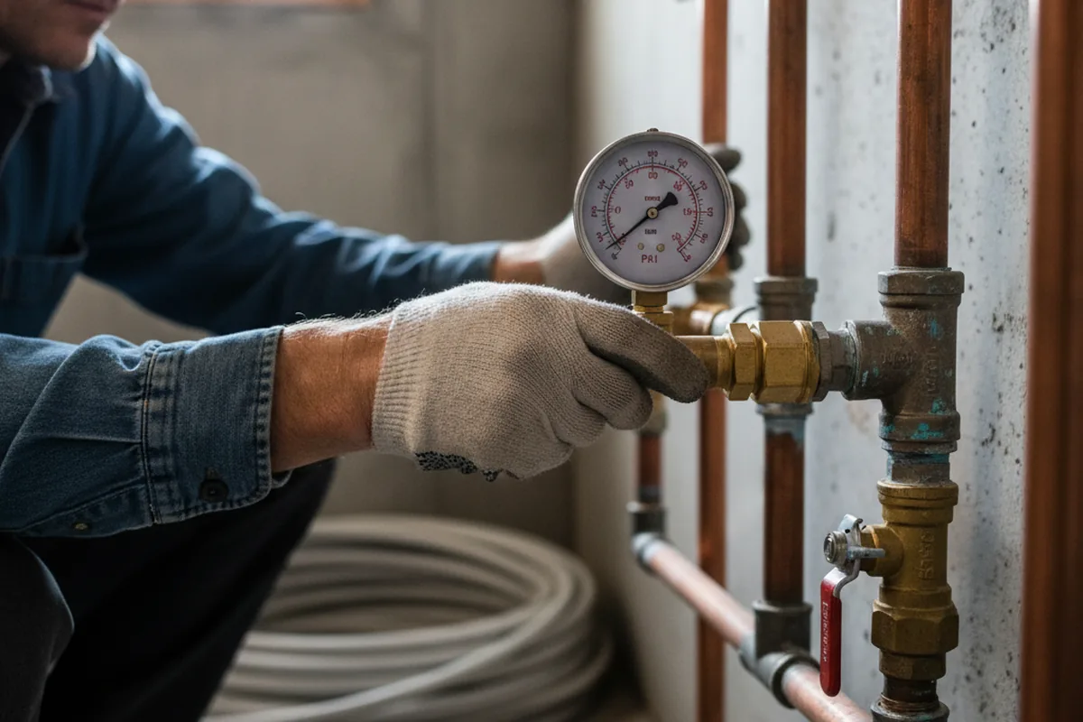 Pressure testing a repaired line during Water Line Repair in Tonganoxie